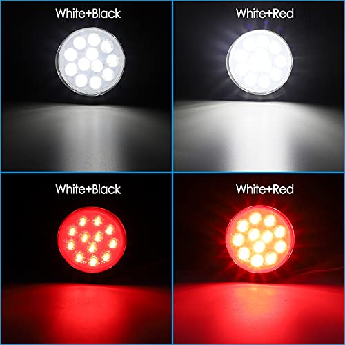 Partsam 6Pcs 4 Inch Round Led Trailer Tail Lights Kit - Round Led Stop Turn Tail Back-Up Reverse Fog Lights 12 Led Include Lights Grommet 3-Prong Wire Pigtails For Truck Trailer Rv(4 Red + 2 White) #TOP2