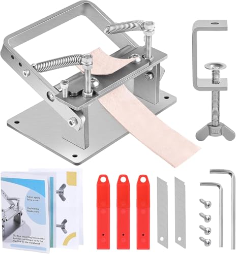 Manual Leather Splitter, Leather Paring Skiving Skiver Machine with Clamp,