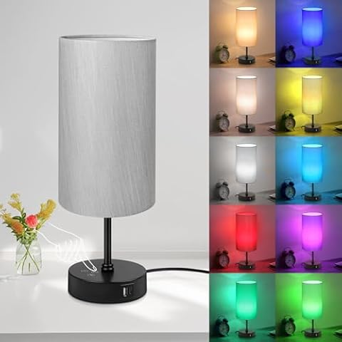 Unicozin Table Lamp, 3 CCT 3000K/4500K/6500K & RGB Color Changing, Stepless Dimmable Bedside Lamp for Reading, Touch Control Ambience Nightstand Light for Home Decor Party Cover