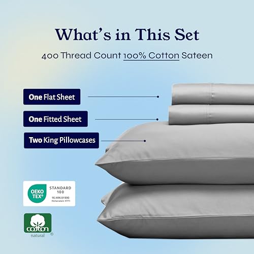image for California Design Den King Bed Sheets Set - Soft 400 Thread Count Sate