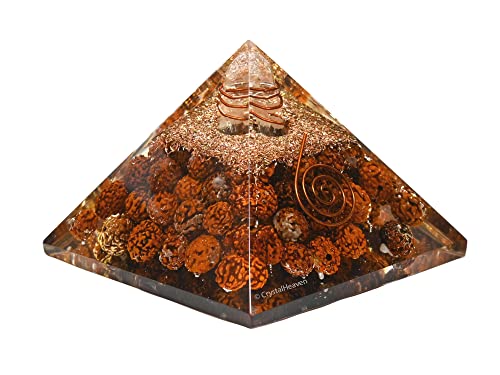 Image of Crystal Heaven Rudraksha Pyramid With Coil-Orgone Pyramid For Positive Energy,Vastu,Reiki And Chakra Healing