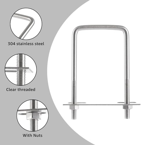 APACALI 6 Stück Bügelschraube M8, 60x120mm U-Schrauben, Edelstahl M8 U-Bolzen Mit Mutter Rahmenplatte Unterlegscheibe, Bügelbolzen für Abschleppen von Autos, Schiffen Reparatur von Pipelines