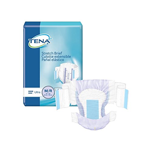 tena slip super - TENA Stretch Ultra Disposable Unisex Adult Incontinence Briefs, Medium, 36 Count, 2 Packs, 72 Total