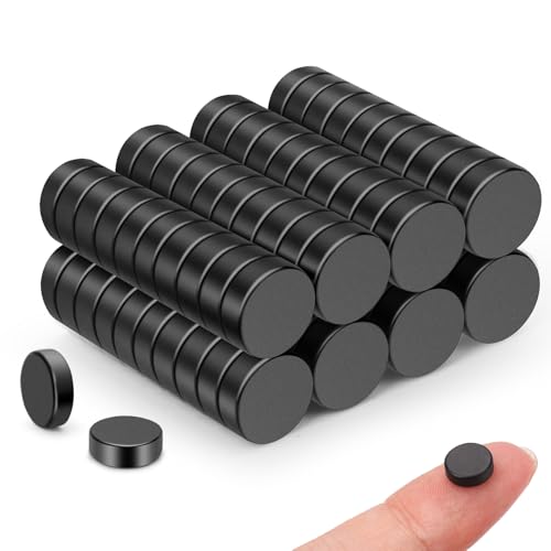 Image of TRYMAG Small Black 8x3mm Disc Magnets, 80Pcs Strong Rare Earth Tiny Black Round Button Magnets for Fridge, Whiteboard, Billboard, Hobbies, Office, DIY