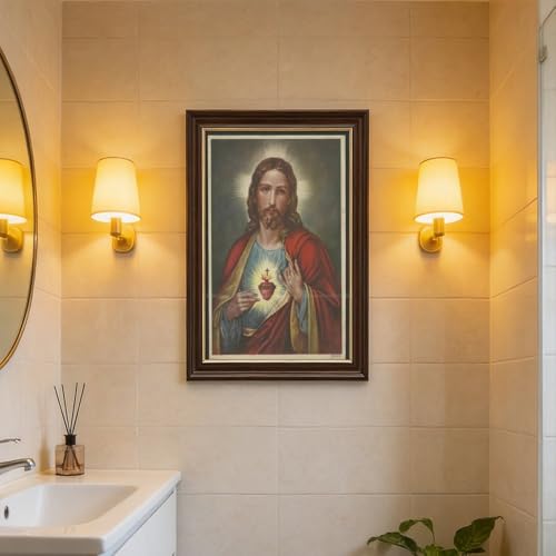 Impression sur toile Sacré-Cœur de Jésus avec cadre suspendu élégant