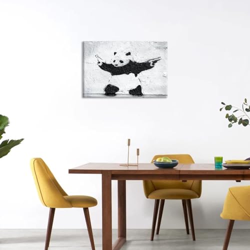 バンクシー パンダ ポスター アートパネル 絵画 モダン 壁掛け装飾 ソファー背景絵画 部屋、バスルーム、オフィス、バー エントランス装飾絵画 木枠付き完成品 [3]