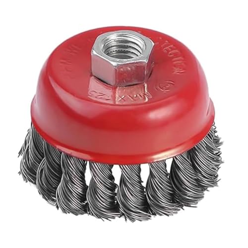 Namvo Cepillo de Copa M14 para amoladoras angulares, Paquete de 4 cepillos de Acero con Cepillo cónico para Trabajos de Limpieza y rectificado (diámetro 75 mm, diámetro 100 mm) - imagen 2