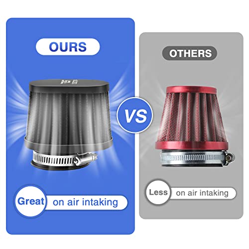 Image of 2PCS Motorcycle Air Filter Universal 45MM Replacement Engine Filter High Performance Air Filters Fit Motocross Carburetor Cleaner for Pit Bike Scooter Moped ATV (Black)