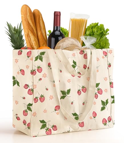Miss Adola Canvas Grocery Tote with Pockets & Shoulder Strap