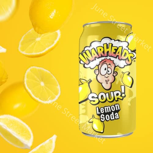 Warheads Sour Soda Pop Variety 5 Pack | 12 Oz. Cans | With (1) June Street Market Blank Recipe Card (Style May Vary) #TOP1