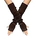 Soft Knit Fingerless Gloves for Women, Thumbhole Winter Fashion Arm Warmers Hand Warmers Working Running (Coffee, One Size)