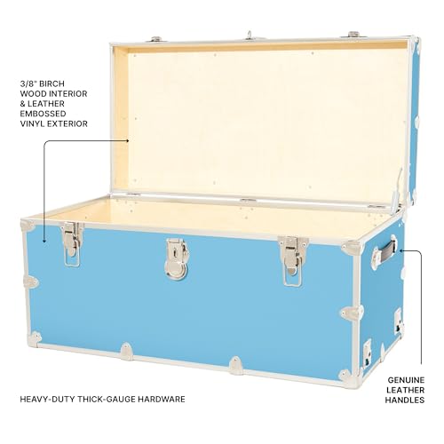 Image of Rhino Trunk & Case Classic XXL Home Storage & College Trunk With Wheels - 36 inchx18 inchx18 inch, Seats 1500+ lbs, Soft-Close Lid. USA Made Secure Dorm Furniture, Organization, Steamer Style Blanket Chest