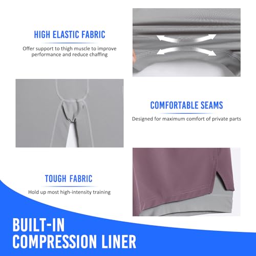 Image of maamgic Mens Workout Shorts 2 in 1 Stretch 5 inch / 7 inch Gym Shorts Running Shorts with Compression Liner Zip Pocket