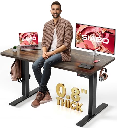 Image of SIAGO Electric Standing Desk Adjustable - 48 x 24 Inch Sit Stand up Desk with 0.8 Inch Thick Tabletop - Adjustable Height Table with 3 Memory Preset, Cable Management for Home Office