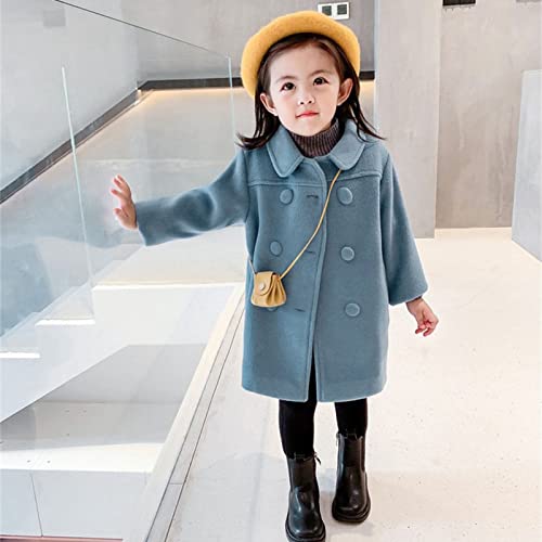 Girls' Dress Coat Double Breasted Peacoat Toddler Girls Trench Coat Wool Blend Long Winter Coat Kids Faux Fur Jacket4