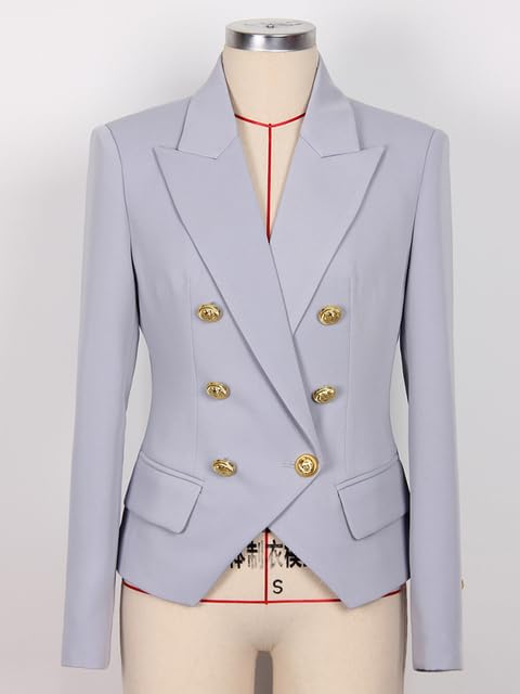 Designer Jacket Women's Slim Fit Buttons Double Breasted Blazer3