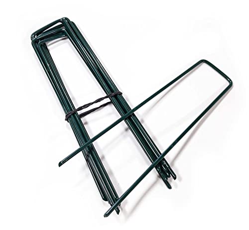 Lucatex Grapas en Forma de U de 17cm x 3,5 cm para Jardín, Césped Artificial, Telas y Mallas - Color Verde - Metálicas - Galvanizadas para Evitar óxido (50)