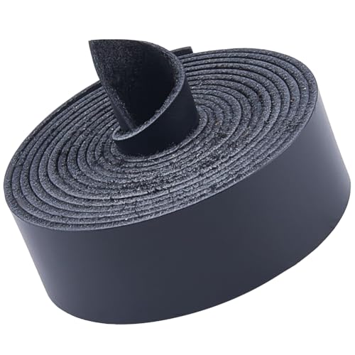GORGECRAFT 2m×25mm Genuine Cow Leather Strap 1.8mm thick AB Grade Cowhide Leather Cord Black Glossy Full Grain Oil Flat Cowhide Leather Strips for Tooling Workshop DIY Craft Shoes Sewing Patchwork