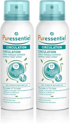 Puressentiel Circulation Spray with 17 Essential Oils, 100 ml - Cooling spray for Heavy legs relief in just 15 minutes - Ideal for swollen ankles, swollen feet - Suitable from 7 years- (Lot de 2)