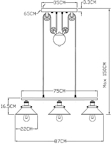 3-Light Pulley Pendant Light, Kitchen Island Light Adjustable Industrial Rustic Chandelier Farmhouse Vintage Ceiling Lights Fixture for Kitchen Island Dining Room Foyer steampunk buy now online