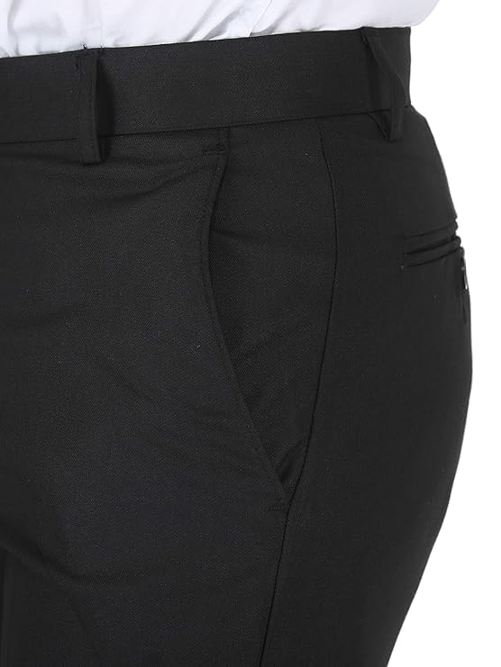Image of ABLESTAR Men's Polycotton Slim Fit Formal Trouser - Spendex Cotton Casual Pant for Men - Breathable, Lightweight, Adjustable Formal Trouser for Men - Pack of 3