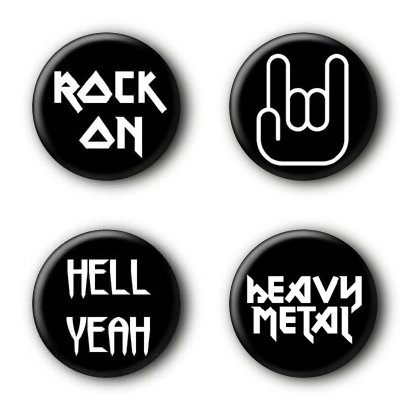 4 Heavy Metal Buttons Ansteckbuttons Buttonset Rock on Festival Anstecker #4 (2,5cm) Cover