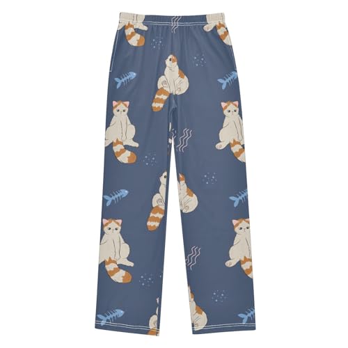 Persian Cat Boys Pants Boys Athletic Pants Long Pant for Boy with Pockets Wide-Leg Size 6-14Y