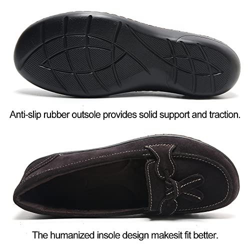 Womens Penny Loafers Microsuede Leather Slip On Shoes Memory Foam Non Slip Comfort Casual Classic Driving Moccasins Dress Flats Ladies Coffee Us 9 #TOP3