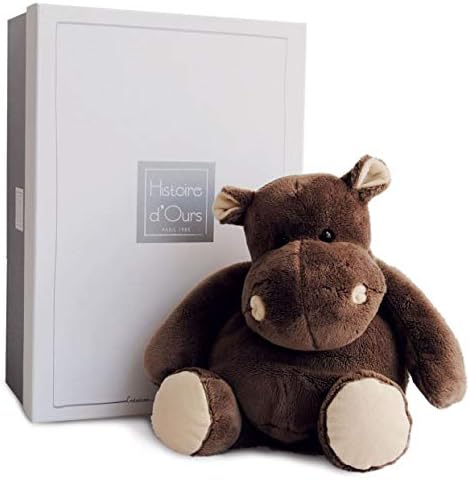Histoire D'Ours HO1057- Medium Stuffed Brown HIPPO 14.96" - Gift Box