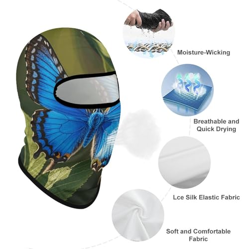 Balaclava para hombre y mujer, máscara para esquiar con diseño de mariposa azul, cubreboca completo para ciclismo miniatura 3