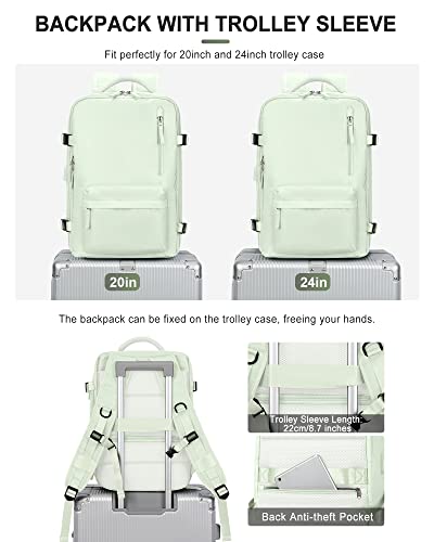 Vgcub Large Travel Backpack,Carry On Backpack For Women Men Airline Approved Gym Backpack Waterproof Business Laptop Daypack,Green With Toiletry Bag #TOP5