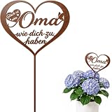 Ljevandria Oma Geschenk Gartenstecker Rost Herz Muttertagsgeschenke Beste Oma Blumenstecker für Muttertag Geburtstag Garten Geschenk Rostige Metall Gartendeko Grabschmuck Wetterfest