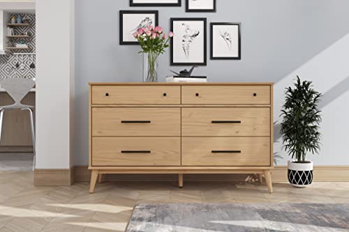 Camaflexi Mid-Century Solid Wood Dresser / 6 Drawers/Scandinavian Oak Finish