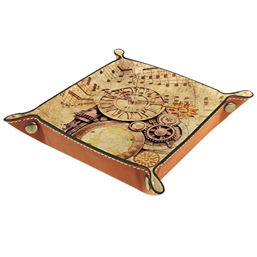 Bandeja de cuero,Hoja de reloj retro ,Bandeja de cuero plegable para r