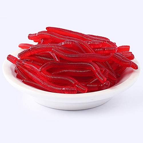 Yeqoo Soft Fishing Lure Artificial Fishing Tackle Bait Realistic Fishing Bait Simulated Earthworms Bionic Grub (Red Worms, 200pcs) - Image 5