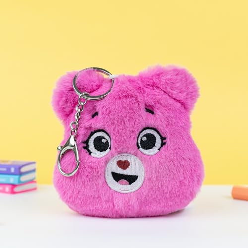 Image of Mirada Smiley Face Keychain Plush Soft Toy - Magenta Mini Stuffed Gift for Kids, Girls & Boys - 12cm