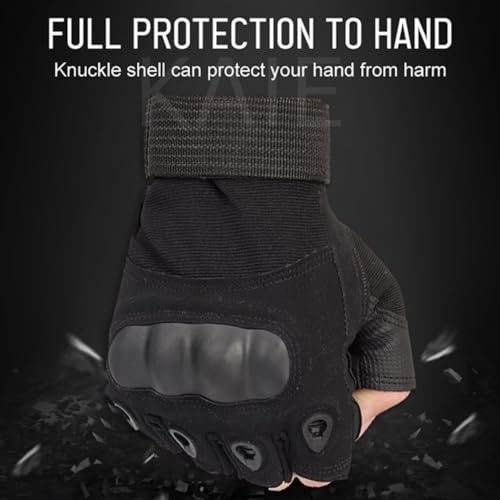 Image of Nylon Tactical Half Finger Gloves for Sports, Gym, Cycling, Travelling, Camping, Outdoor, Motorcycle Riding Gloves, Fingerless Gloves, Half Finger Gloves For Men& Women, Outdoor Gloves (BLACK, M)