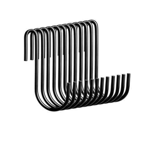 LIANRISES Crochet en S Metal 6.3cm - 20 Pièces Noir pour La Cuisine, Salle de Bains et Jardin