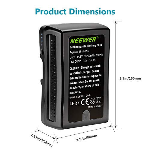Neewer V Mount/V Lock Battery - 190Wh 14.8V 13200Mah Rechargeable Li-Ion Battery For Broadcast Video Camcorder, Compatible With Sony Hdcam, Xdcam, Digital Cinema Cameras And Other Camcorders #TOP2