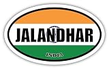8.5x14 inches Large Jalandhar India Flag Oval Sticker Construction Machine, Car, Truck, Locker, Wall, Window, Luggage