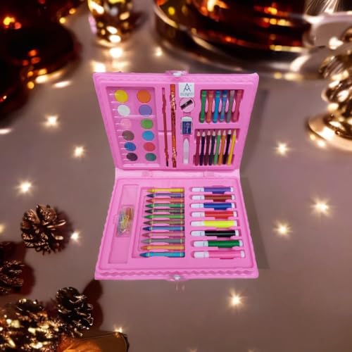 Image of NETIGEMS 68 Pc Colours Set For Kids | All in 1 Colors Box For Boys And Girls | Drawing kit for kids || Color - Pink ||