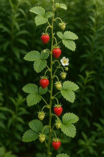 Kletter-Erdbeere, 4 Pflanzen, Selbstfruchtende Fragaria Erdbeerpflanze, Winterhart, Schnellwachsend, Für Outdoor-Bereich