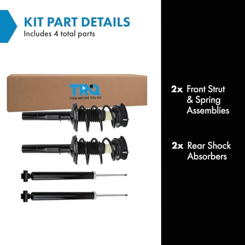 Image of TRQ Front and Rear Complete Strut Assembly & Shock Absorber Kit Complete Strut & Coil Spring Assembly Compatible with 2015-2016 Audi A3 2015-2018 A3 Quattro 2015-2019 Volkswagen Golf