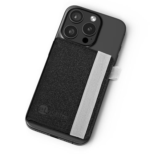 Image of Stick-On Phone Wallet for Back of iPhone or Android Case | 12 Sleeve Credit Card Holder - Pocket for Cards, Money & ID - Built-in Stand - Waterproof Material - Travel, Work & Life-Proof - Starry