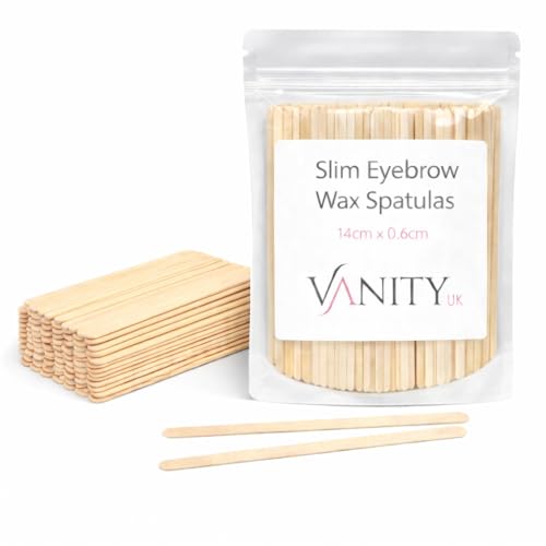 x100 Slim Disposable Wooden Facial & Eyebrow Waxing Spatulas Professional Precision Applicator Sticks for Brow Shaping Facial Hair Removal Hard & Soft Wax Salon & Esthetician Supplies