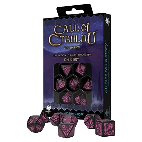 Q-Workshop CTR3P - Call of Cthulhu 7th Edition Dice Set Black & Magenta (7)