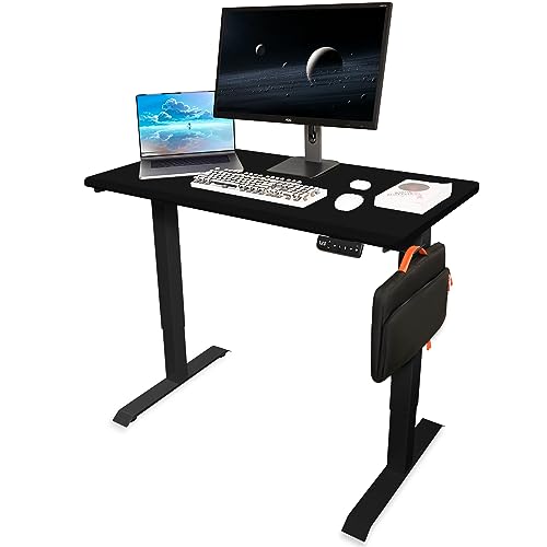 unycos - Escritorio Elevable Eléctrico con Tablero, Mesa con Opciones de Altura, Motor Individual, Función Memoria, Anticolisión, Temporizador, 100 * 60 * 2.5cm (Negro, Core One)