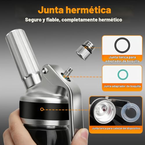 Miniatura 9 de Colcospie Sifón De Cocina,500 Ml Sifón De Cocina Espumas,Sifon De Nata Aluminio Para Espumas Dulces Y Saladas Nata Mousse,Con 3 Boquillas Acero Inoxidable
