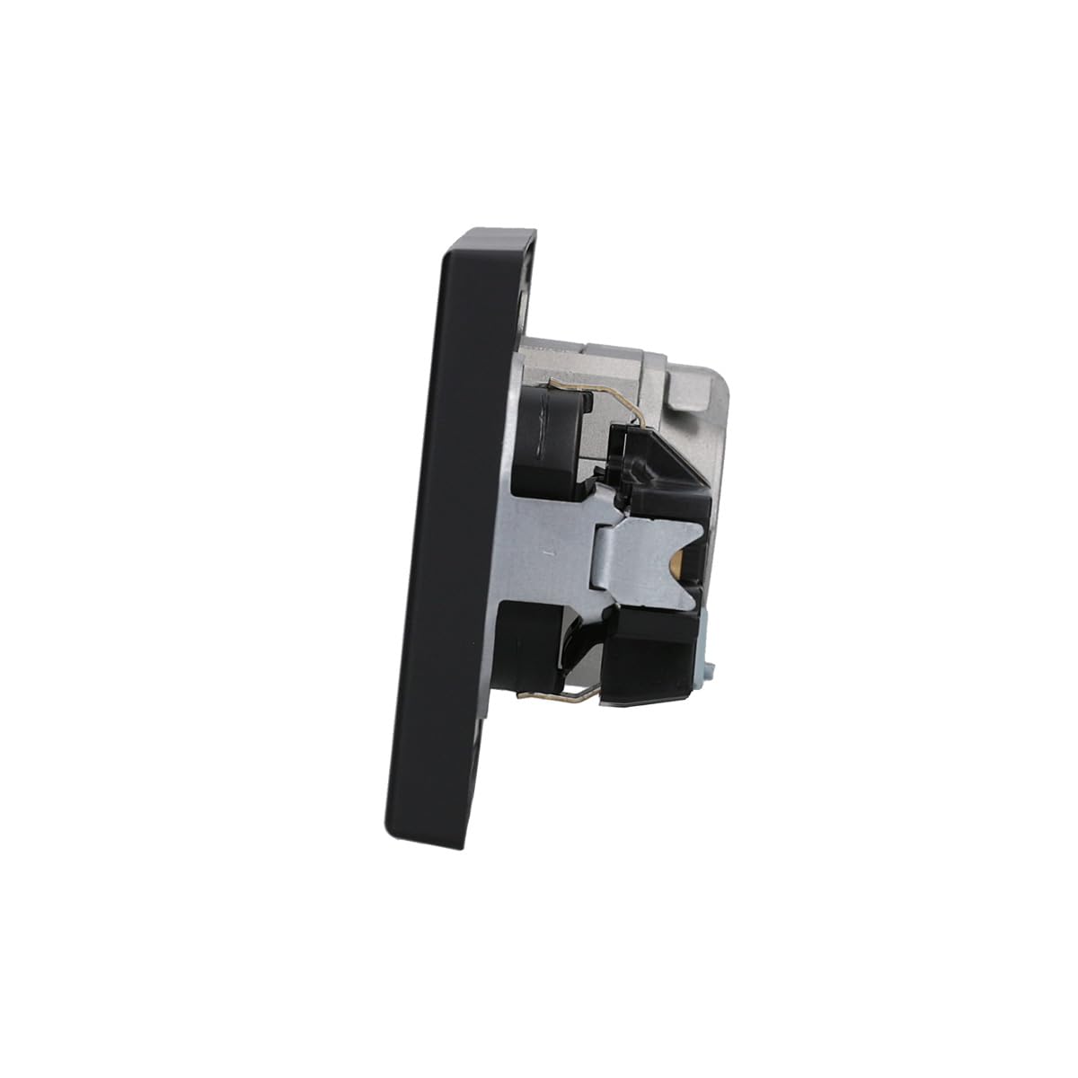 JUNG Serie LS Cat.6A Doppel-Netzwerkdose & Steckdose Graphitschwarz Matt | mit Cat.6A UAE-Anschlussdose, LS969-2UASWM Abdeckung, LS1520SWM Steckdose, LS982SWM Rahmen 2-fach