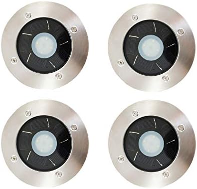 FORCETEK 4-Pack Solar Power Outdoor Stainless Steel 4 LED Step/Deck Light